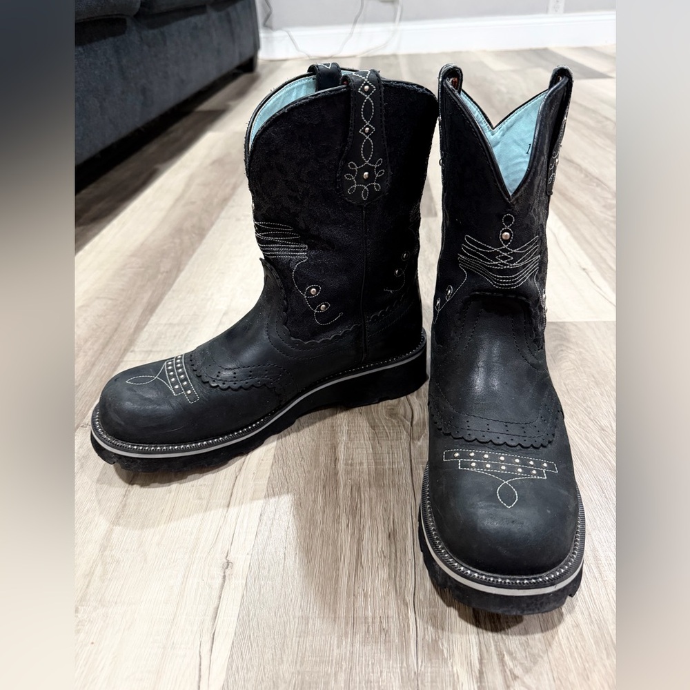 Ariat Fatbaby Western Equestrian Black Embroidered Women's Size 11B